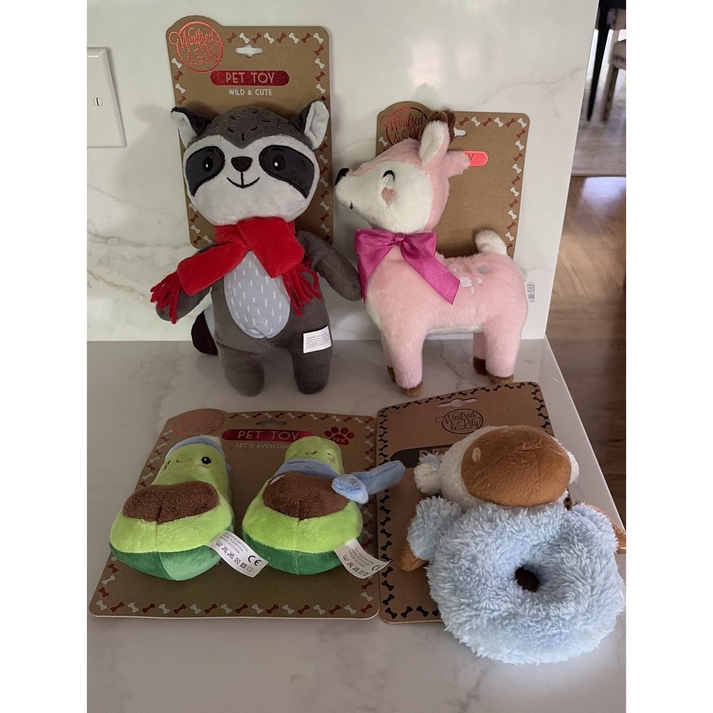 Dog Toys NEW Lot of 4 Squeaker Toys Small Medium Soft